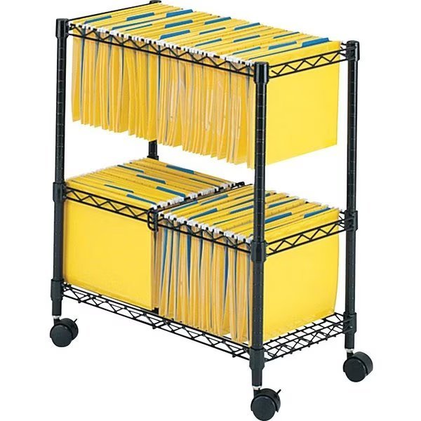 2-Tier Rolling File Cart, Ltr/Lgl, 25-3/4
